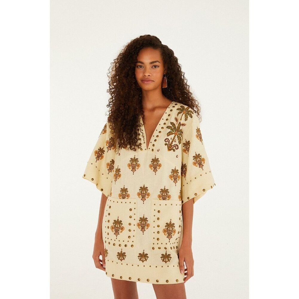 Farm Rio Coconut Tree Tapestry Mini Dress,  XS NWT